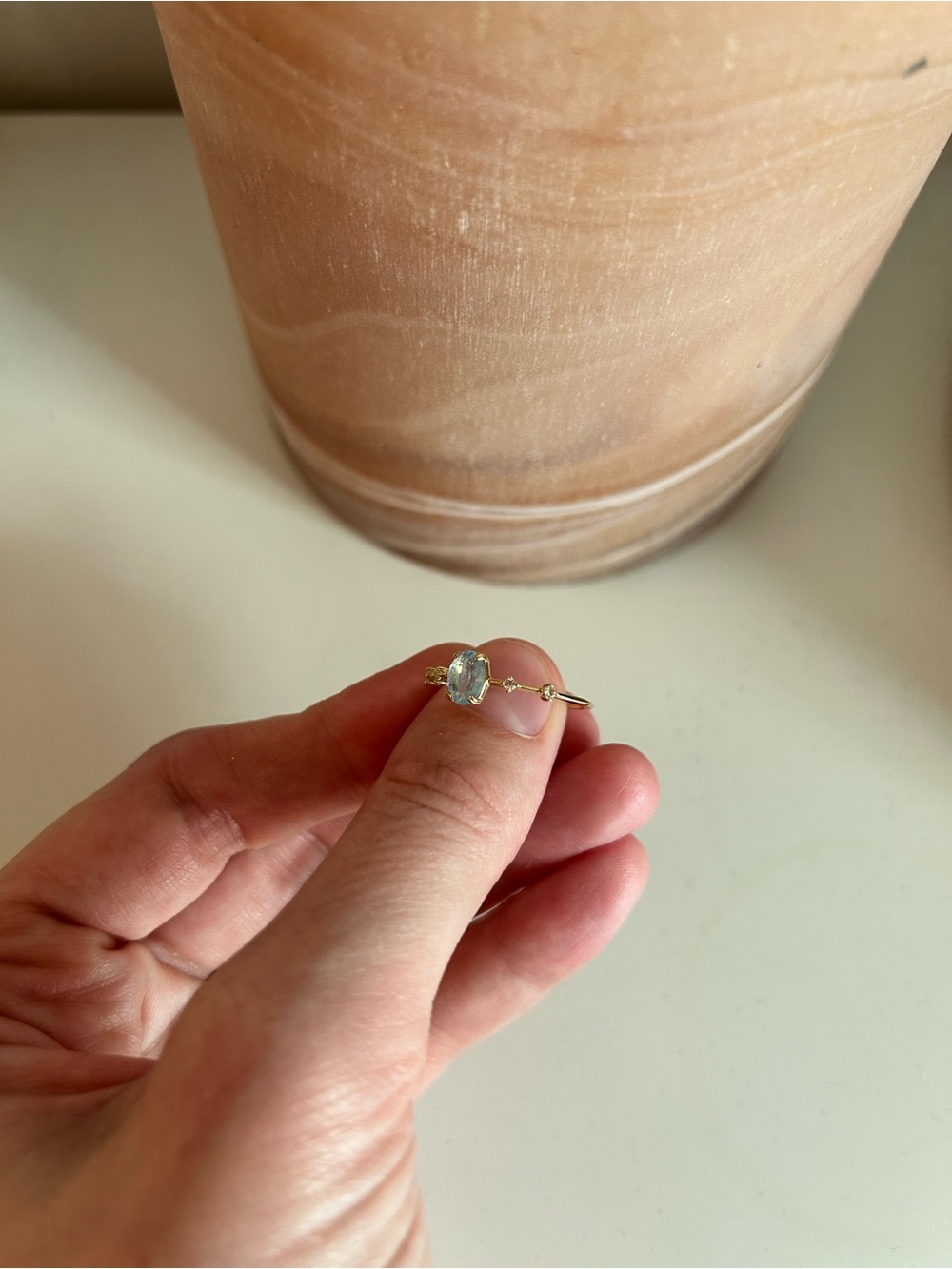 Rare Local Eclectic Solid Gold Classic Aquamarine Statement Ring NWOT size 8 - Picture 4 of 6